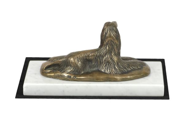 Afghan Hound - hundstatyett, statyett på vit marmor, trofé för en hundutställning av Art-Dog