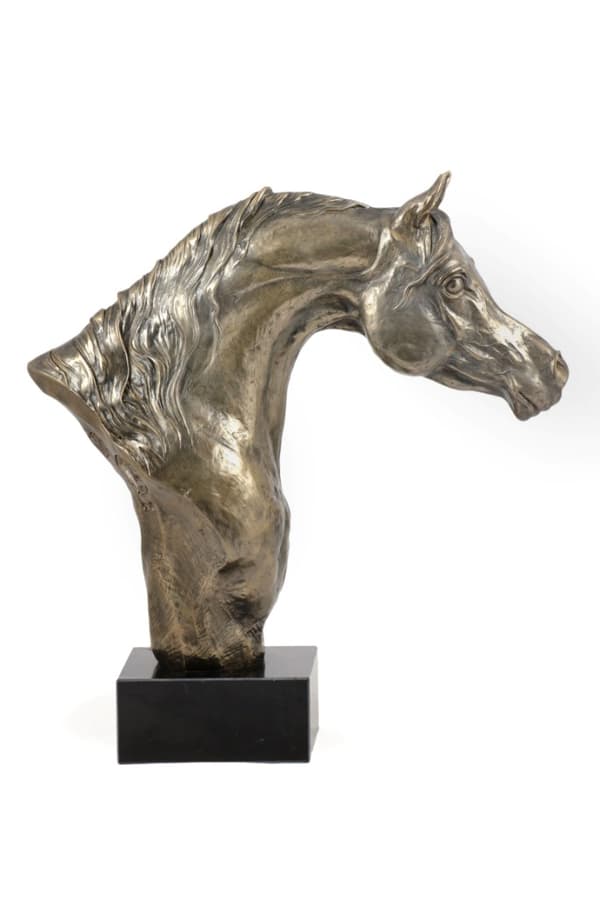Araberhest - stor statuette med hest, buste på en stenbund, prestigefyldt pris i Art-Dog-mærkekonkurrencen