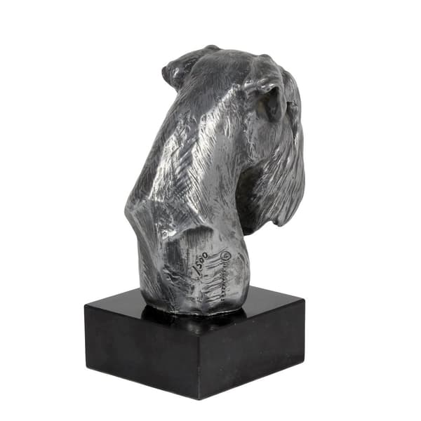 Schnauzer, Schnauzer I - statyett på marmor, täckt med silvermetall, handgjord, Art-Dog varumärke