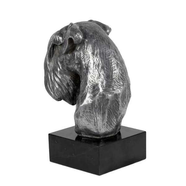 Schnauzer, Schnauzer I - statyett på marmor, täckt med silvermetall, handgjord, Art-Dog varumärke
