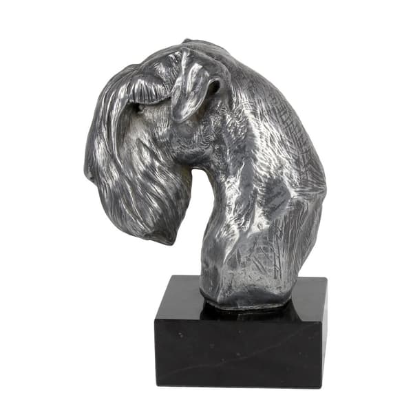 Schnauzer, Schnauzer I - statyett på marmor, täckt med silvermetall, handgjord, Art-Dog varumärke