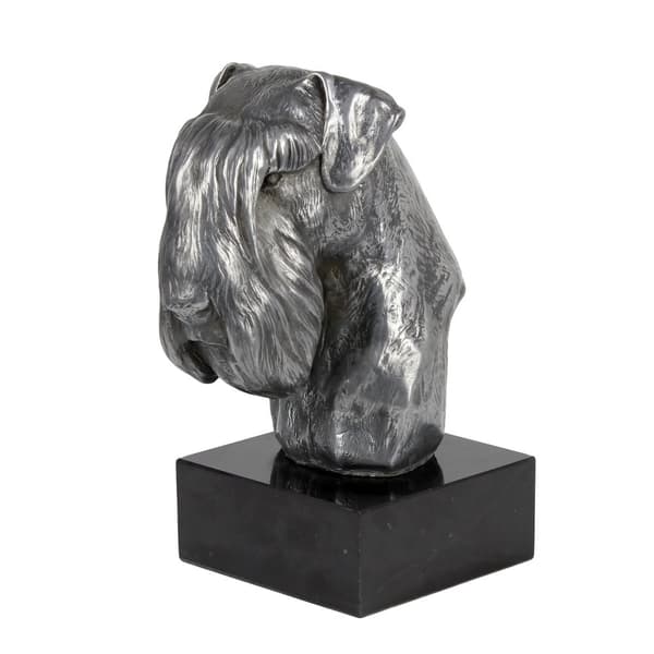 Schnauzer, Schnauzer I - statyett på marmor, täckt med silvermetall, handgjord, Art-Dog varumärke