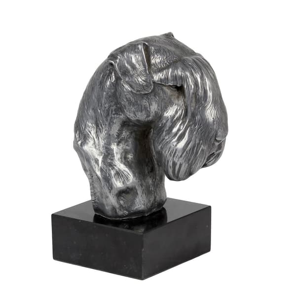 Schnauzer, Schnauzer I - statyett på marmor, täckt med silvermetall, handgjord, Art-Dog varumärke