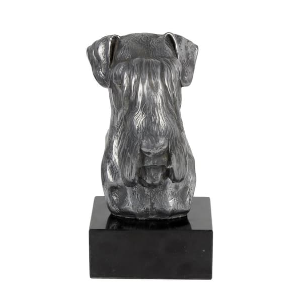 Schnauzer, Schnauzer I - statyett på marmor, täckt med silvermetall, handgjord, Art-Dog varumärke