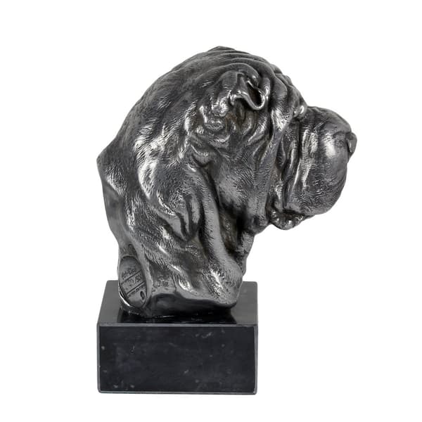 Shar Pei - figur på marmor, beklædt med sølvmetal, håndlavet, Art-Dog mærke