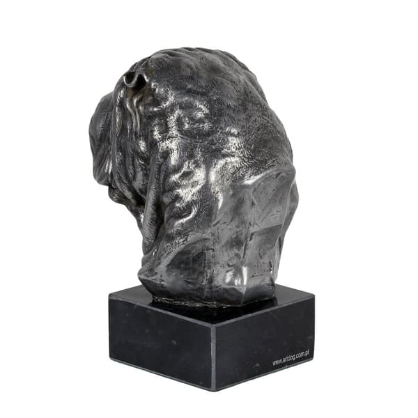 Shar Pei - figur på marmor, beklædt med sølvmetal, håndlavet, Art-Dog mærke
