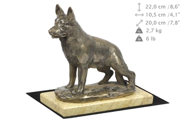 saksanpaimenkoira, elsassilainen - koirapatsas, koiran siluettihahmo, koiranäyttelypalkinto Art-Dogilta