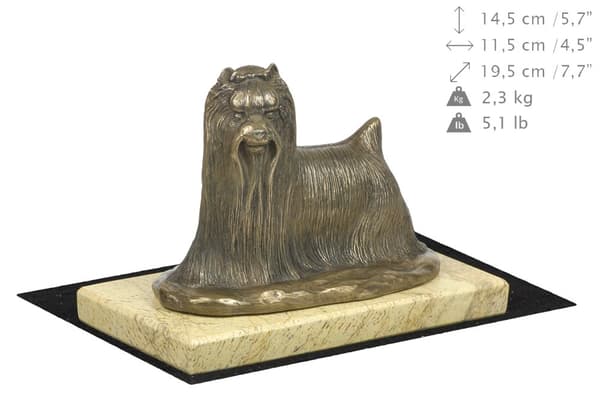Yorkshirenterrieri, York, York, Yorkie - koirapatsas, koiran siluettihahmo, koiranäyttelypalkinto Art-Dogilta