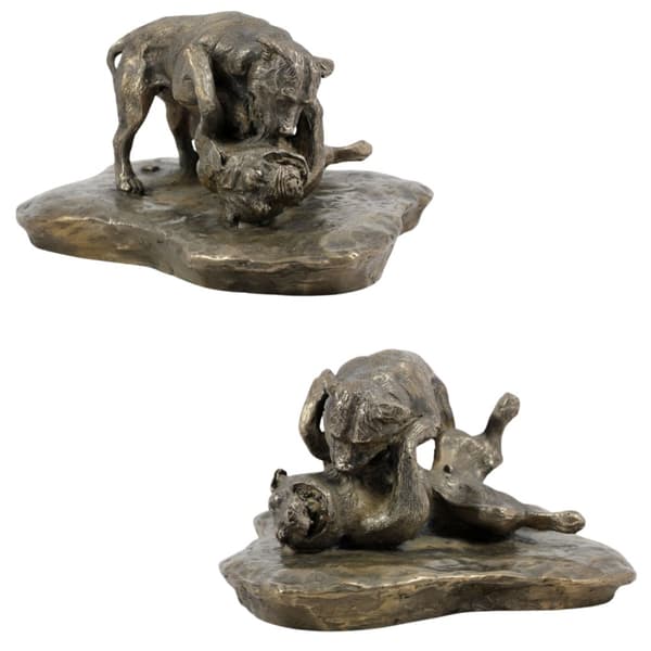 Pit Bull fight - hundstatyett, hundsilhuettfigur, hundutställningstrofé av Art-Dog