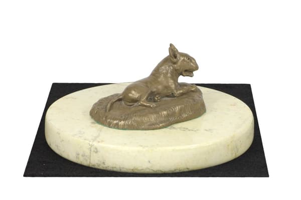 Bull terrier, Bull Terrier I - hundestatuette, hundesilhuetfigur, hundeudstillingstrofæ af Art-Dog