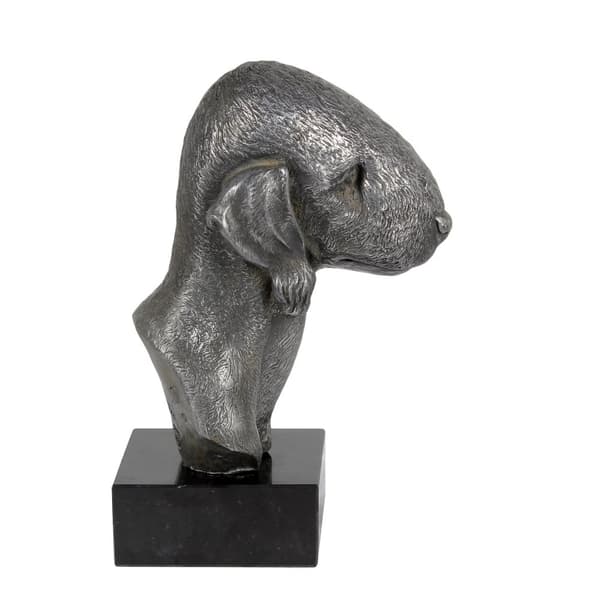 Bedlington Terrier, Rothbury Terrier - figur på marmor, dækket med sølvmetal, håndlavet, Art-Dog mærke