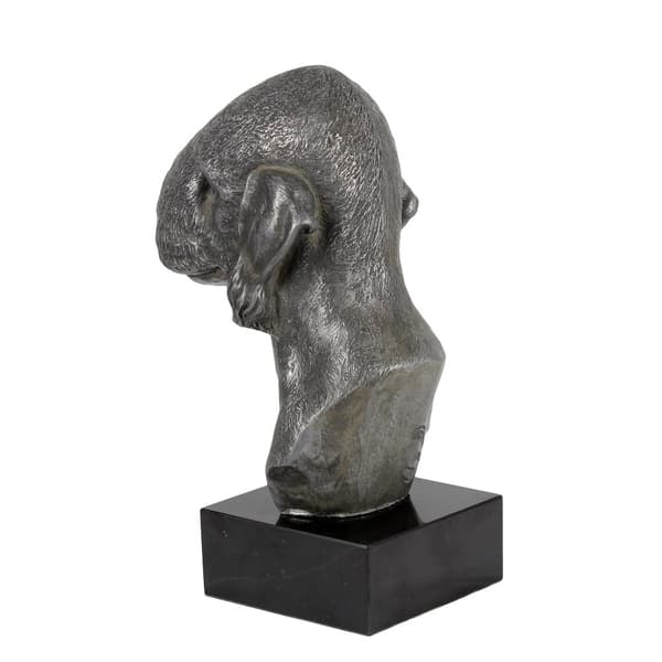 Bedlington Terrier, Rothbury Terrier - figur på marmor, dækket med sølvmetal, håndlavet, Art-Dog mærke