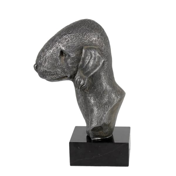 Bedlington Terrier, Rothbury Terrier - figur på marmor, dækket med sølvmetal, håndlavet, Art-Dog mærke