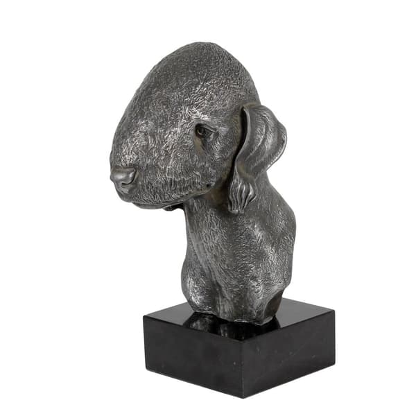 Bedlington Terrier, Rothbury Terrier - figur på marmor, dækket med sølvmetal, håndlavet, Art-Dog mærke