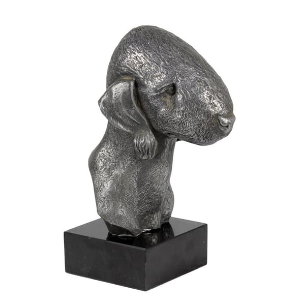 Bedlington Terrier, Rothbury Terrier - figur på marmor, dækket med sølvmetal, håndlavet, Art-Dog mærke
