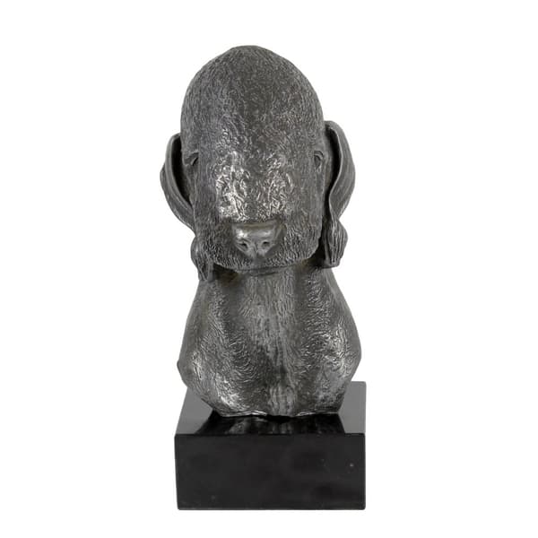 Bedlington Terrier, Rothbury Terrier - figur på marmor, dækket med sølvmetal, håndlavet, Art-Dog mærke