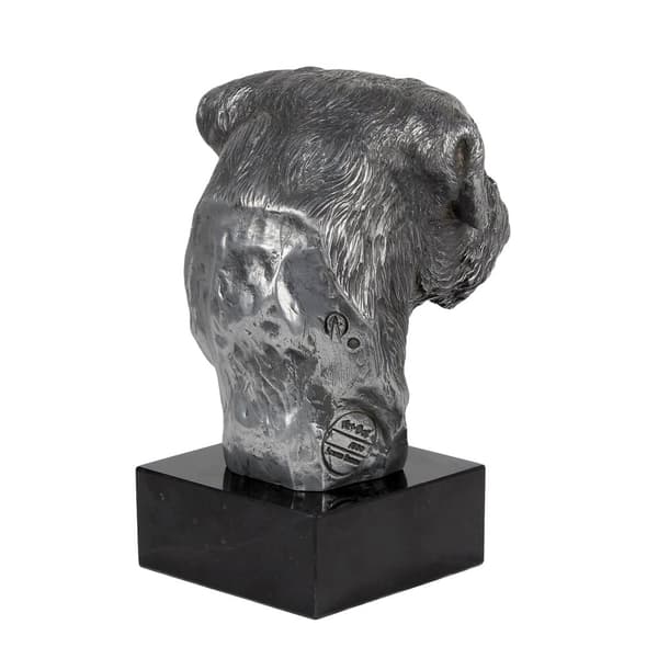 Border Terrier - figur på marmor, beklædt med sølvmetal, håndlavet, Art-Dog mærke