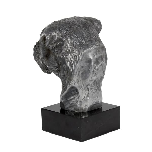 Border Terrier - figur på marmor, beklædt med sølvmetal, håndlavet, Art-Dog mærke