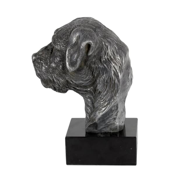Border Terrier - figur på marmor, beklædt med sølvmetal, håndlavet, Art-Dog mærke