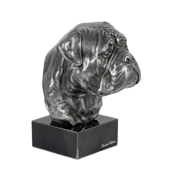 Bullmastiffi, Bulmastiffi - hahmo marmorilla, päällystetty hopeametallilla, käsintehty, Art-Dog merkki