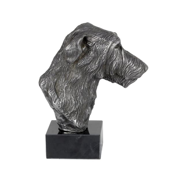 Skotsk Greyhound, Deerhound - figur på marmor, dækket med sølvmetal, håndlavet, Art-Dog mærke
