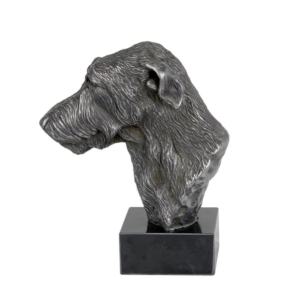 Skotsk Greyhound, Deerhound - figur på marmor, dækket med sølvmetal, håndlavet, Art-Dog mærke