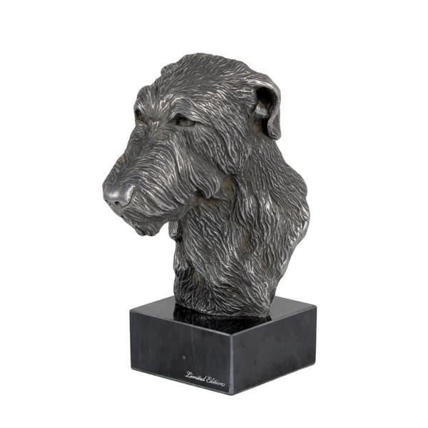 Skotsk Greyhound, Deerhound - figur på marmor, dækket med sølvmetal, håndlavet, Art-Dog mærke