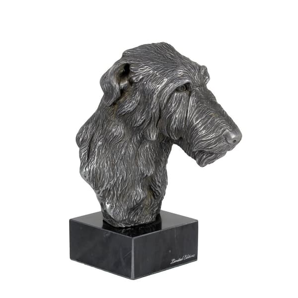 Skotsk Greyhound, Deerhound - figur på marmor, dækket med sølvmetal, håndlavet, Art-Dog mærke