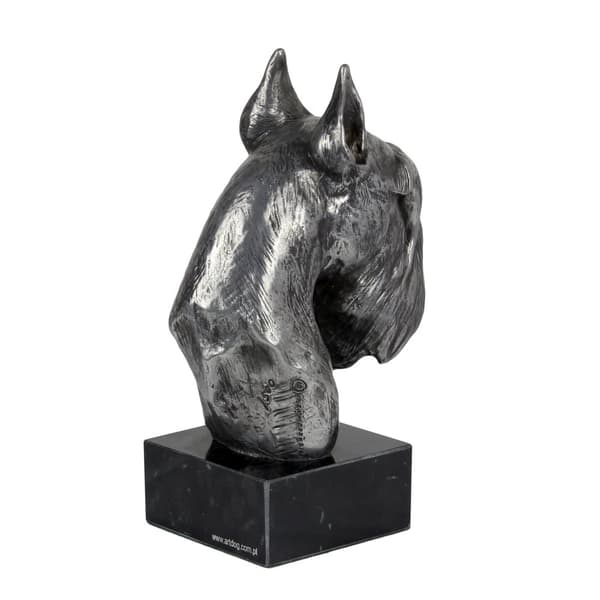 Schnauzer, Schnauzer - figur på marmor, beklædt med sølvmetal, håndlavet, Art-Dog brand