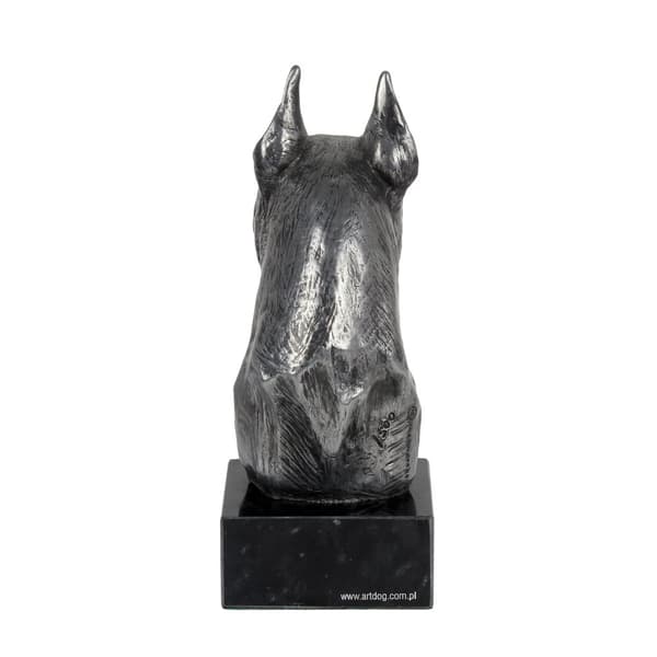 Schnauzer, Schnauzer - figur på marmor, beklædt med sølvmetal, håndlavet, Art-Dog brand