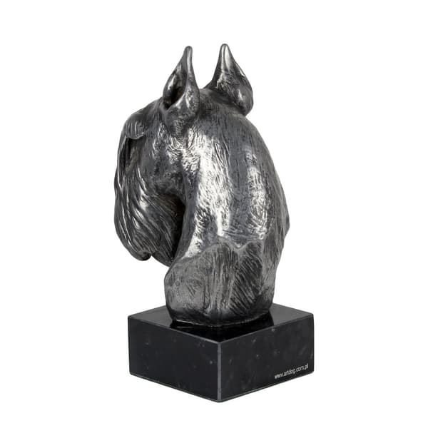 Schnauzer, Schnauzer - figur på marmor, beklædt med sølvmetal, håndlavet, Art-Dog brand
