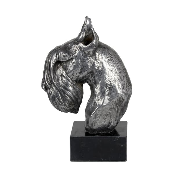 Schnauzer, Schnauzer - figur på marmor, beklædt med sølvmetal, håndlavet, Art-Dog brand