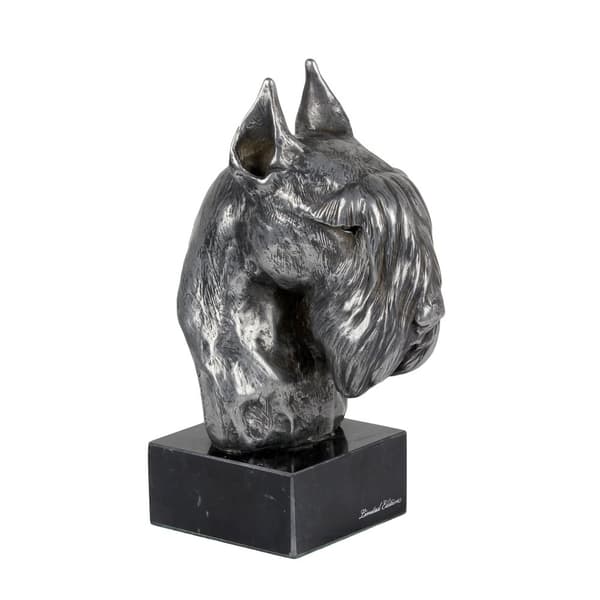Schnauzer, Schnauzer - figur på marmor, beklædt med sølvmetal, håndlavet, Art-Dog brand