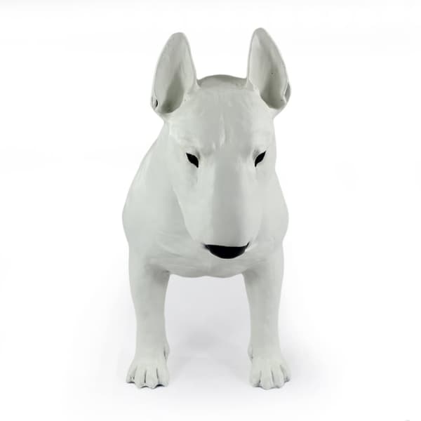 Bull Terrier, Bull Terrier I - hundestatuette i naturlig størrelse, figur i skala 1:1, statue til haven af Art-Dog