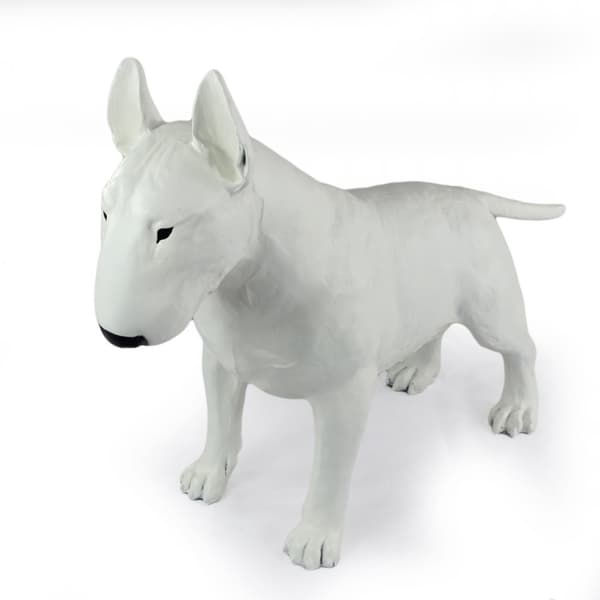 Bull Terrier, Bull Terrier I - hundestatuette i naturlig størrelse, figur i skala 1:1, statue til haven af Art-Dog