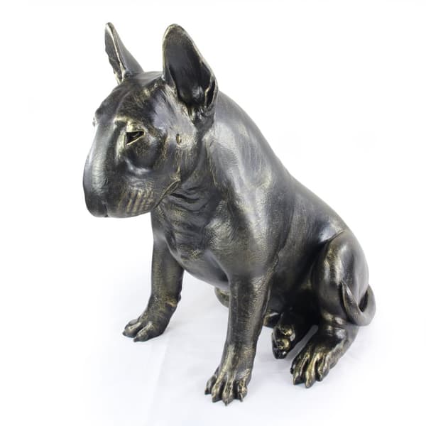 Bull Terrier, Bull Terrier II - hundstatyett i naturlig storlek, figur i skala 1:1, staty för trädgården av Art-Dog