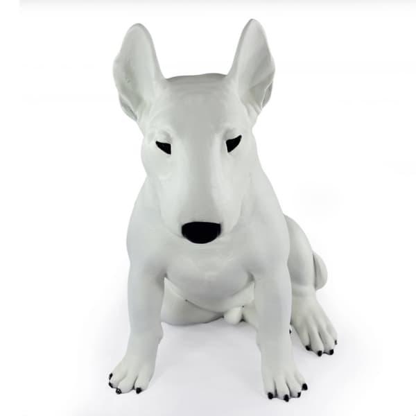 Bullterrieri, Bullterrieri III - koirapatsas luonnollisessa koossa, figuuri mittakaavassa 1:1, patsas puutarhaan Art-Dog