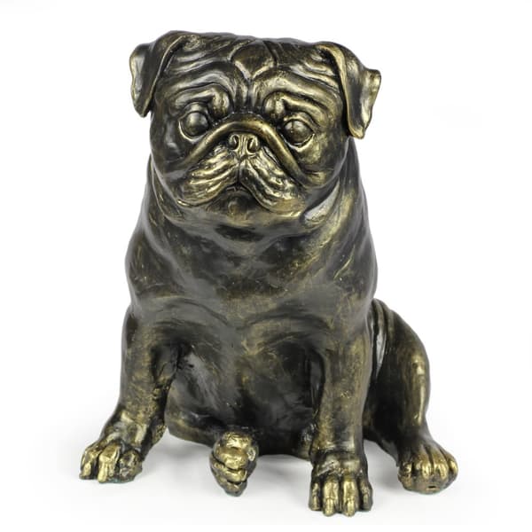 Pug, Pug, Carlin - en hundstatyett i naturlig storlek, en figur i skala 1:1, en staty för trädgården av Art-Dog