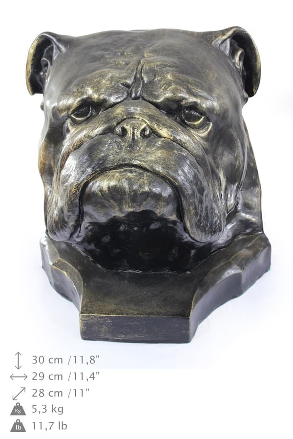 Engelsk bulldog, Bulldog I - hundbyst, stort hundhuvud för trädgården, unik vardagsrumsdekoration av Art-Dog