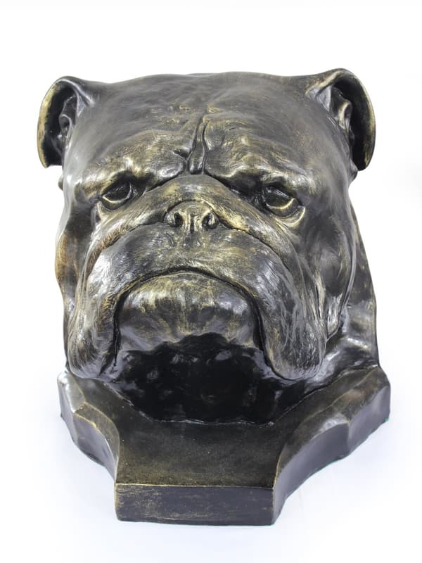 Engelsk bulldog, Bulldog I - hundbyst, stort hundhuvud för trädgården, unik vardagsrumsdekoration av Art-Dog