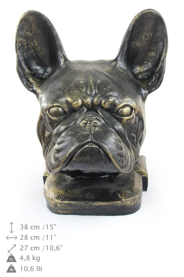 Fransk bulldog - hundbyst, stort hundhuvud för trädgården, unik vardagsrumsdekoration av Art-Dog