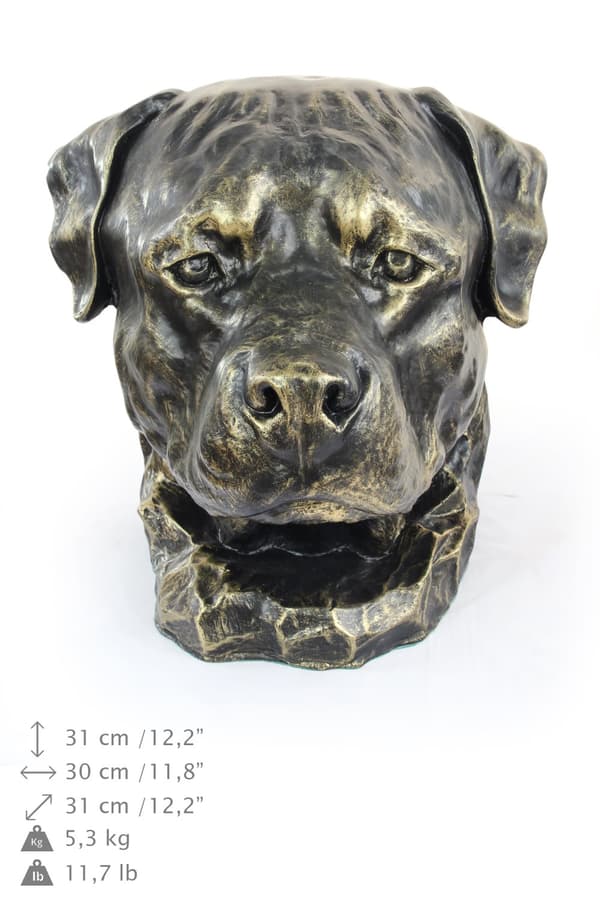 Rottweiler - hundebuste, stort hundehoved til haven, unik stuedekoration fra Art-Dog