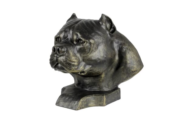 American Bully II - koiran rintakuva, iso koiran pää puutarhaan, ainutlaatuinen olohuoneen sisustus Art-Dogilta
