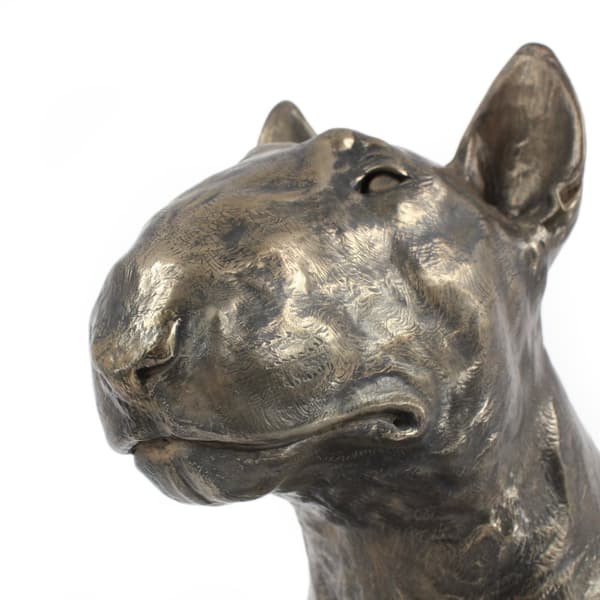 Bull terrier, Bull Terrier - hundbyst, stor statyett, hundhuvud på stenfot, kontorsdekoration av Art-Dog