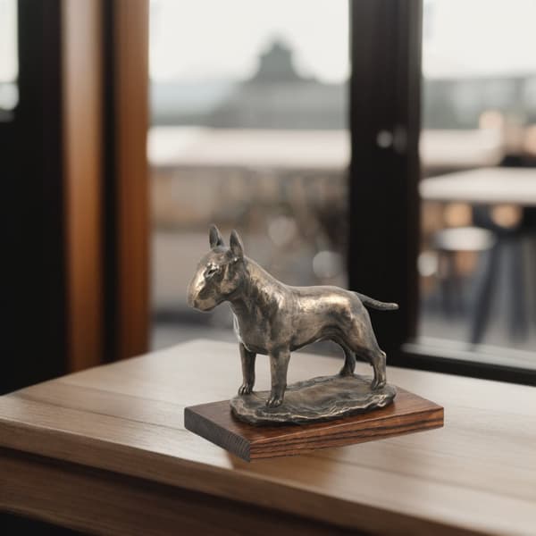 Bull terrier, Bull Terrier I - hundestatuette, kontorfigur, hundeudstillingstrofæ af Art-Dog