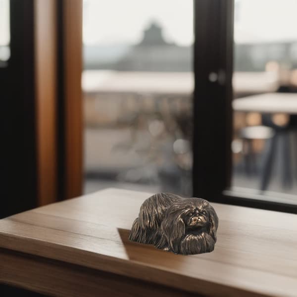 Pekingeser - en hundestatuette, en figur til kontoret, et trofæ til en hundeudstilling af Art-Dog