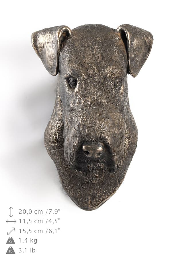 Airedale Terrier, Waterside Terrier - hundestatuette, hængende buste, unik dekoration til en hundeelsker af Art-Dog