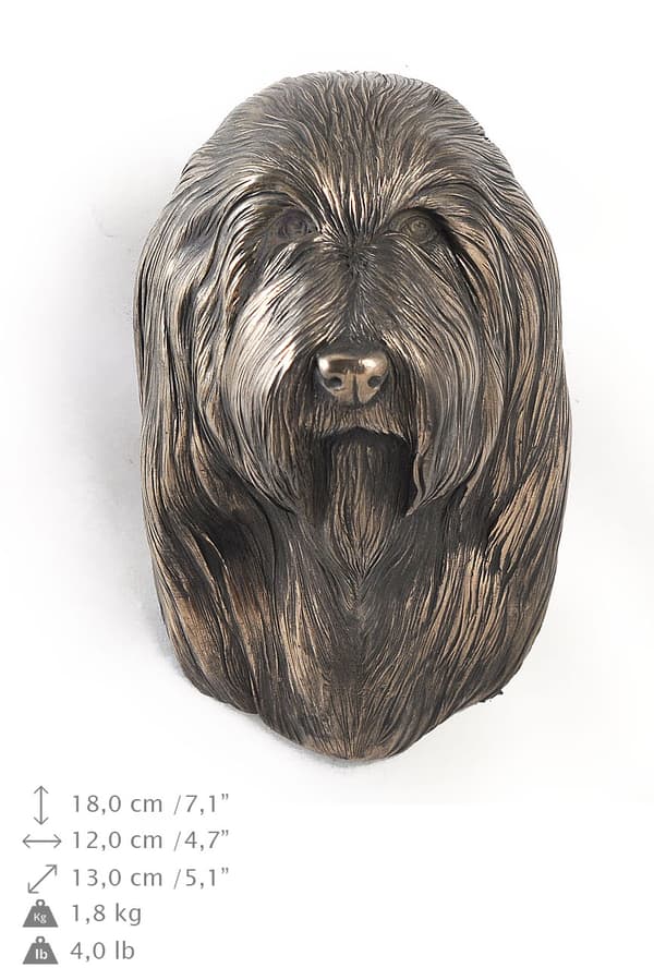 Bearded Collie, Highland Collie - hundestatuette, hængende buste, unik dekoration til en hundeelsker af Art-Dog