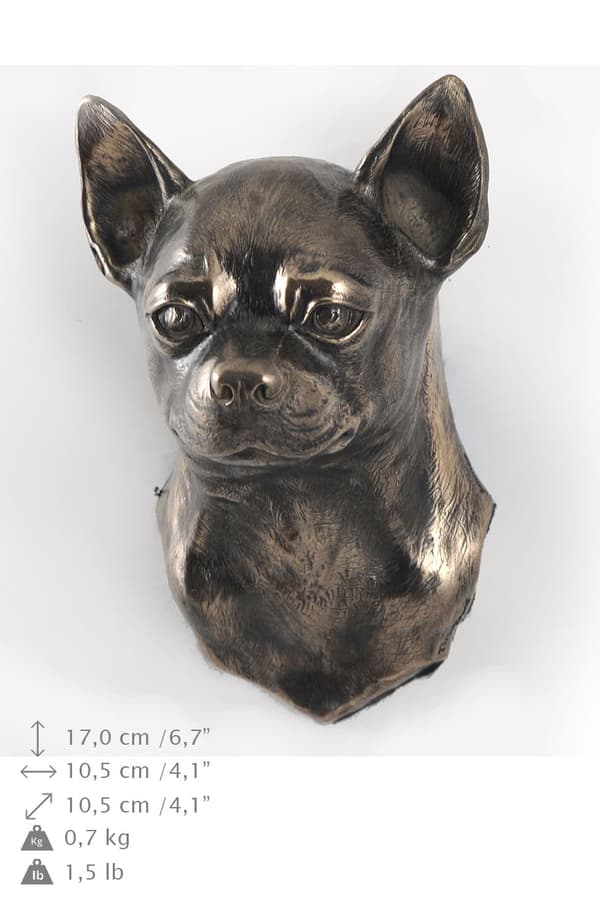 Lyhytkarvainen Chihuahua - koirapatsas, riippuva rintakuva, ainutlaatuinen koriste koiran rakastajalle Art-Dogilta
