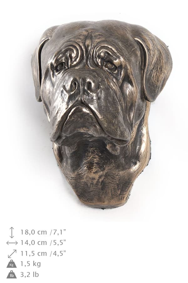 Bordeaux Dog, Dogue de Bordeaux, Ranskanmastiffi I - koirapatsas, riippuva rintakuva, Art-Dogin ainutlaatuinen koristelu koiran ystävälle